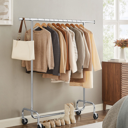 Heavy-duty clothes rack 90kg – extendable with wheels