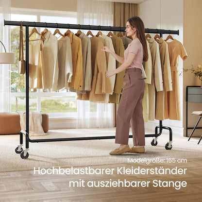 Schwerlast-Kleiderständer 45 x (160-200) x 162,9 cm – Max - Ausziehbar mit Rollen