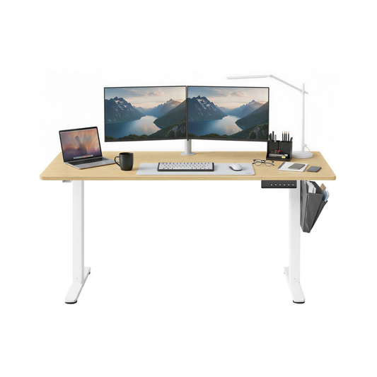 Elektrisch höhenverstellbarer Schreibtisch 160 × 70 cm – Juno – mit Memory & Organizer