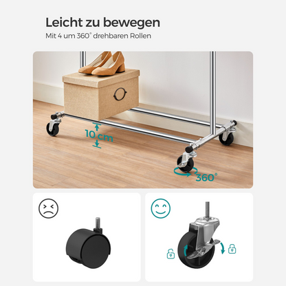 Heavy-duty clothes rack 90kg – extendable with wheels