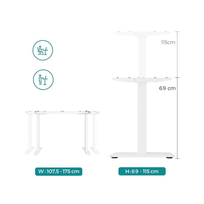 Elektrisch höhenverstellbares Schreibtischgestell 175 × 60 cm – Nova – Doppelmotor