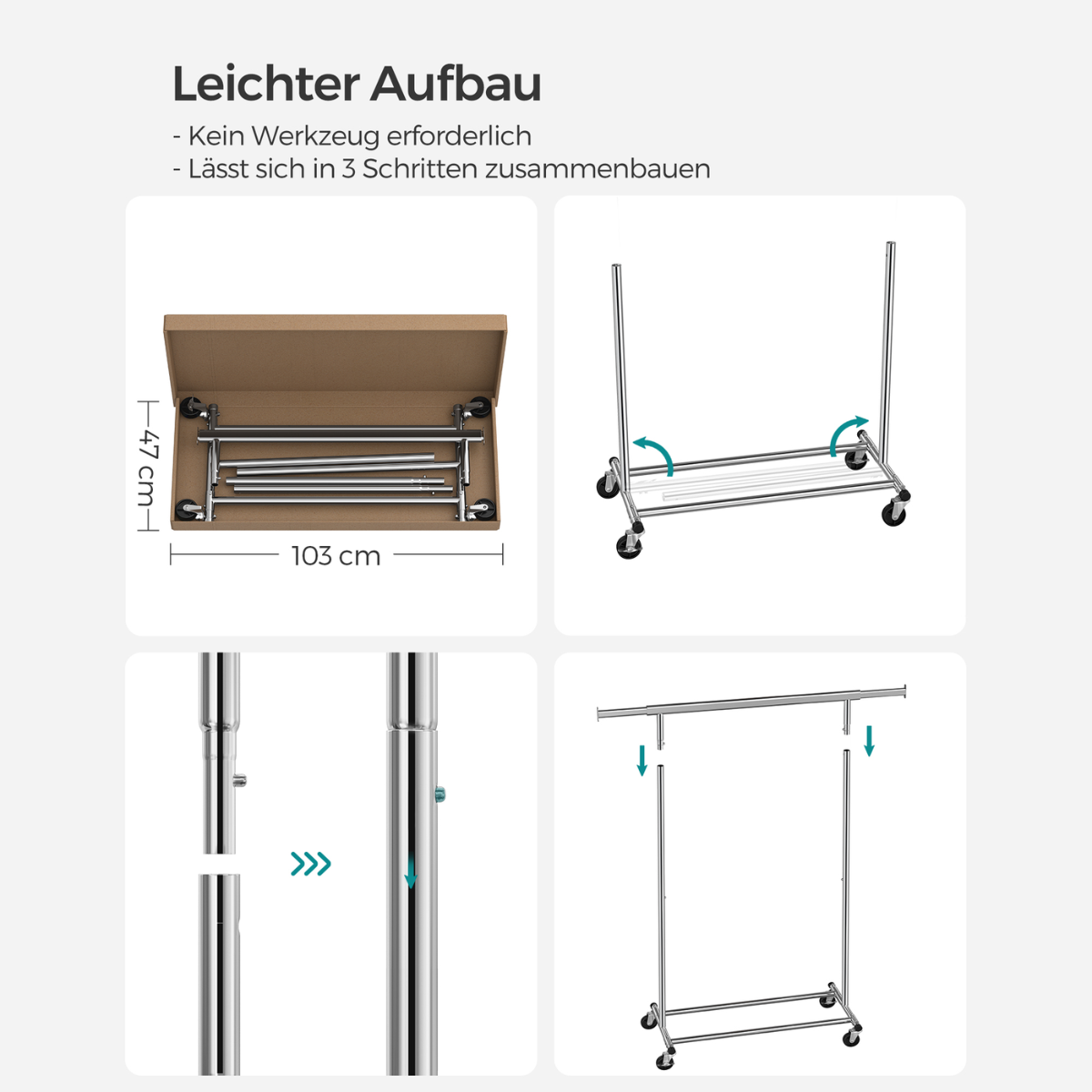 Heavy-duty clothes rack 90kg – extendable with wheels