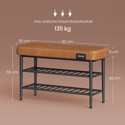 Schuhbank - Elena - mit Sitzbank - Karamellbraun