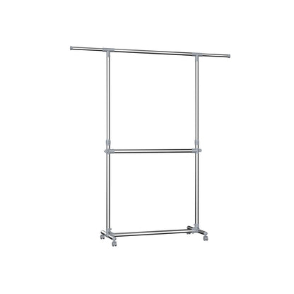 Height adjustable clothes rack 25kg – extendable with wheels