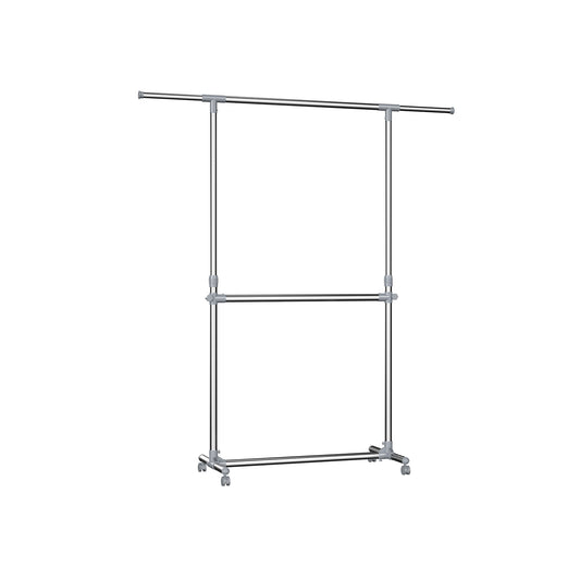 Height adjustable clothes rack 25kg – extendable with wheels