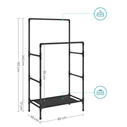 Double Clothes Rack 20kg – Standing Metal