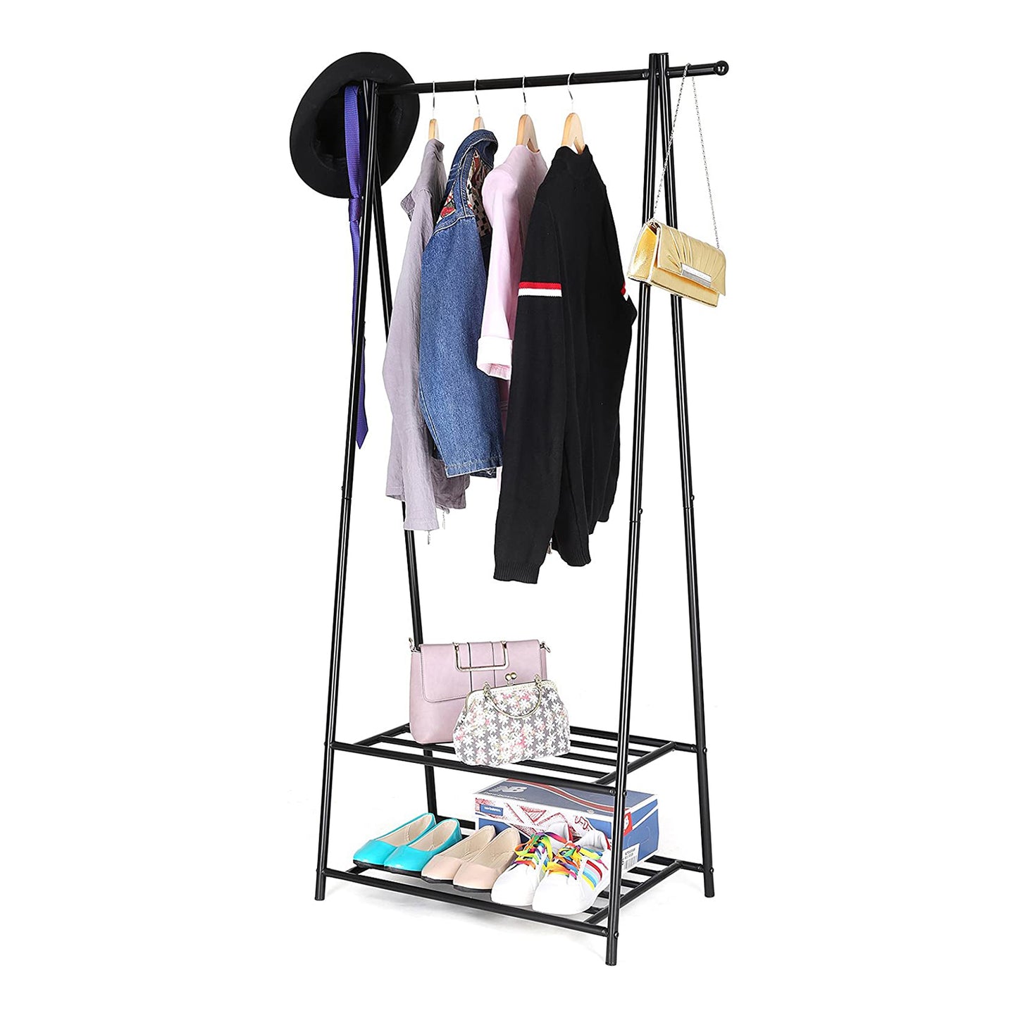 Metal Clothes Rack 20kg – Standing with Double Shelf