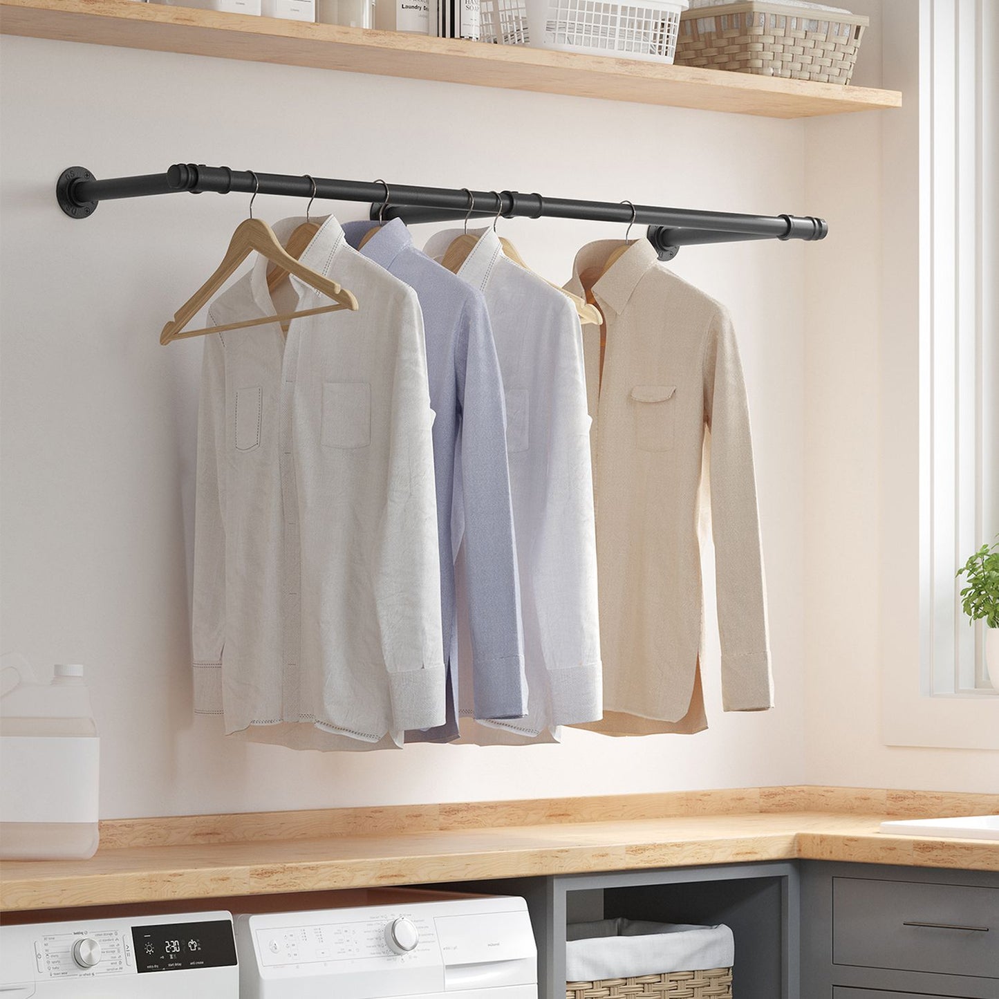 Clothes rail for the wall 70kg – industrial style, water pipe look