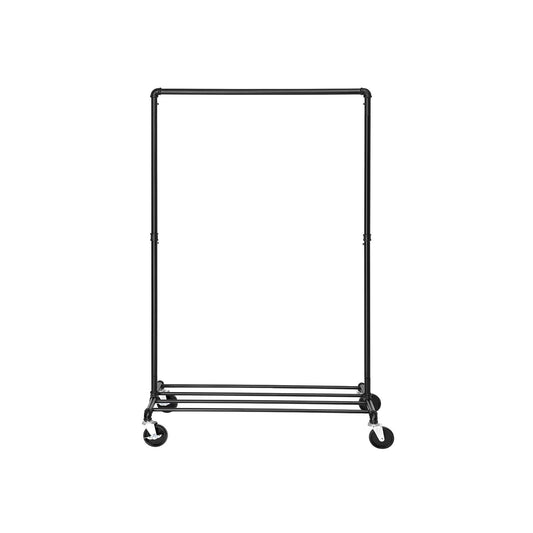 Industrial style clothes rack 90kg – water pipe look with wheels