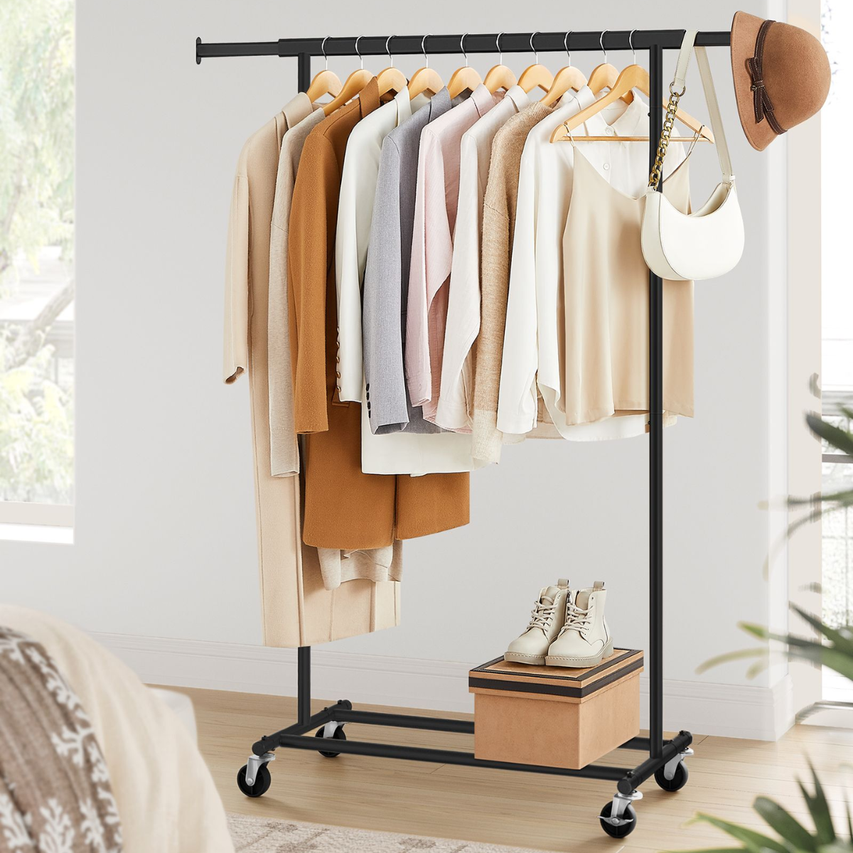 Industrial style clothes rack 90kg – extendable with wheels