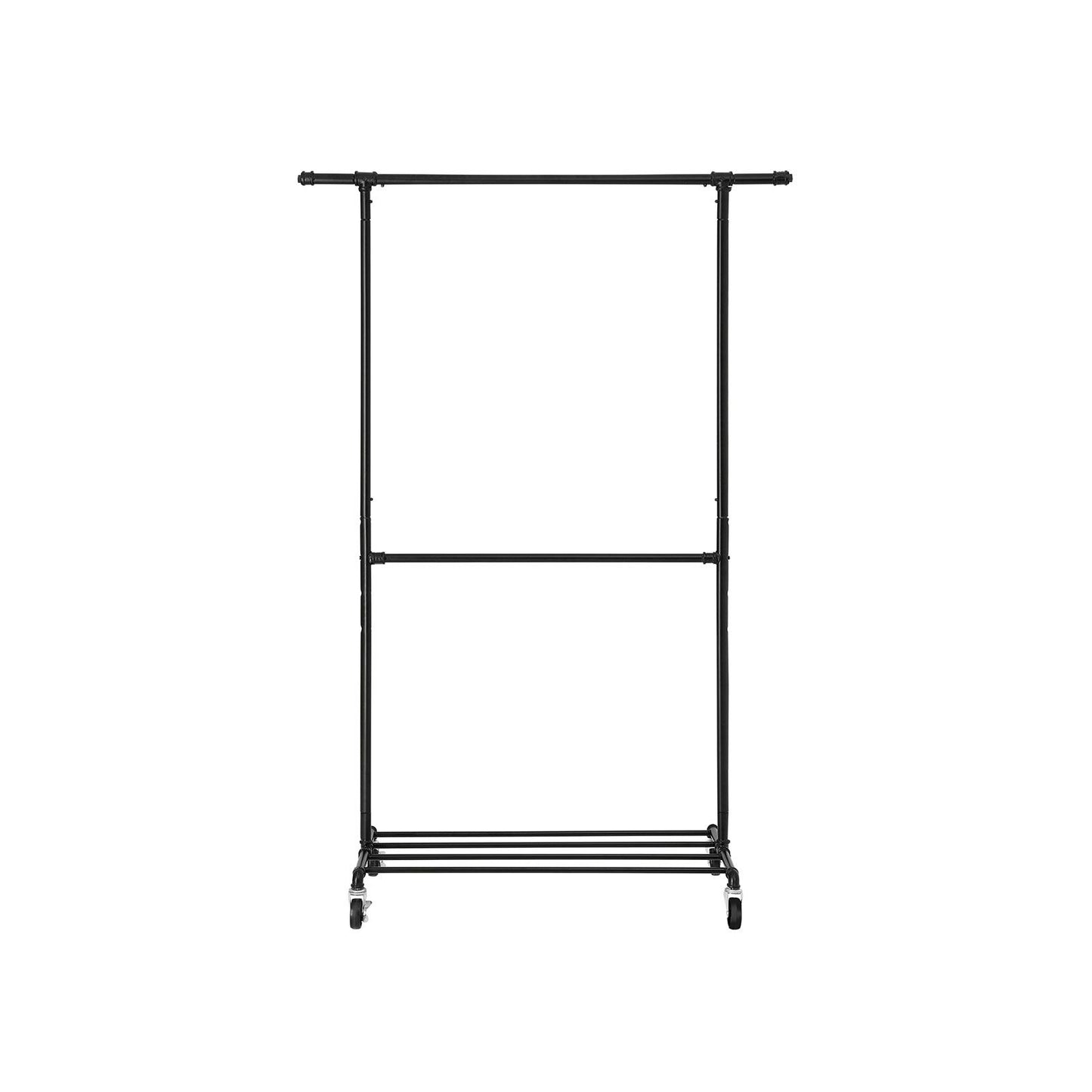 Industrial style clothes rack 110kg – water pipe look with wheels