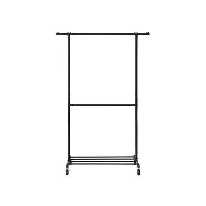 Industrial style clothes rack 110kg – water pipe look with wheels