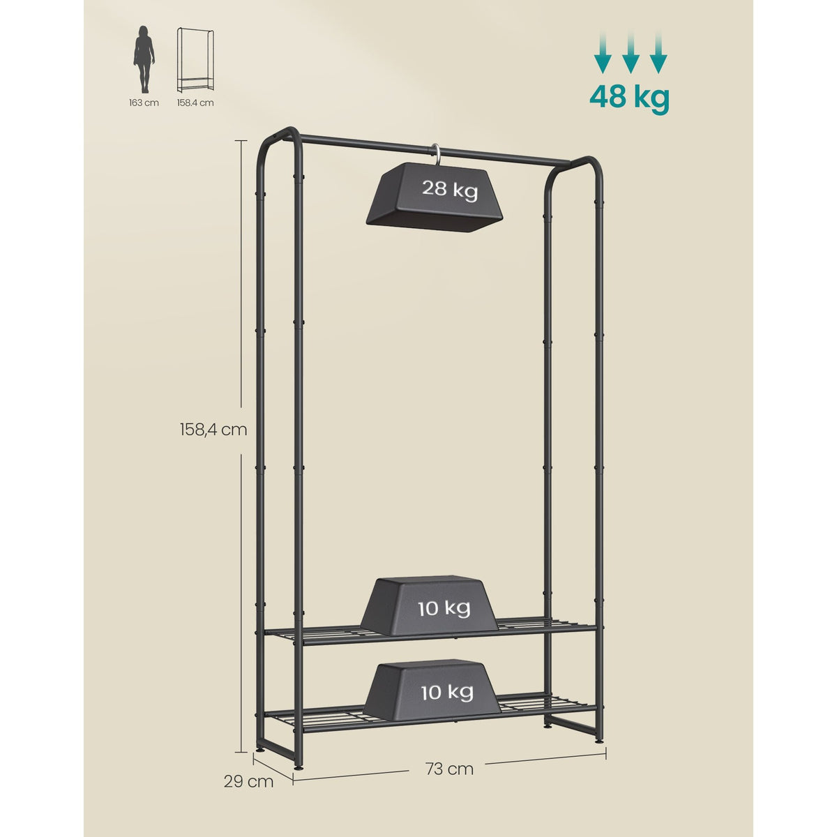 Enno – Mattschwarz – 73 cm – Maße