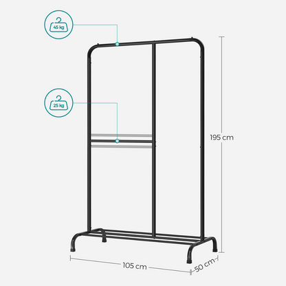 Premium steel clothes rack 70kg – standing with shoe rack