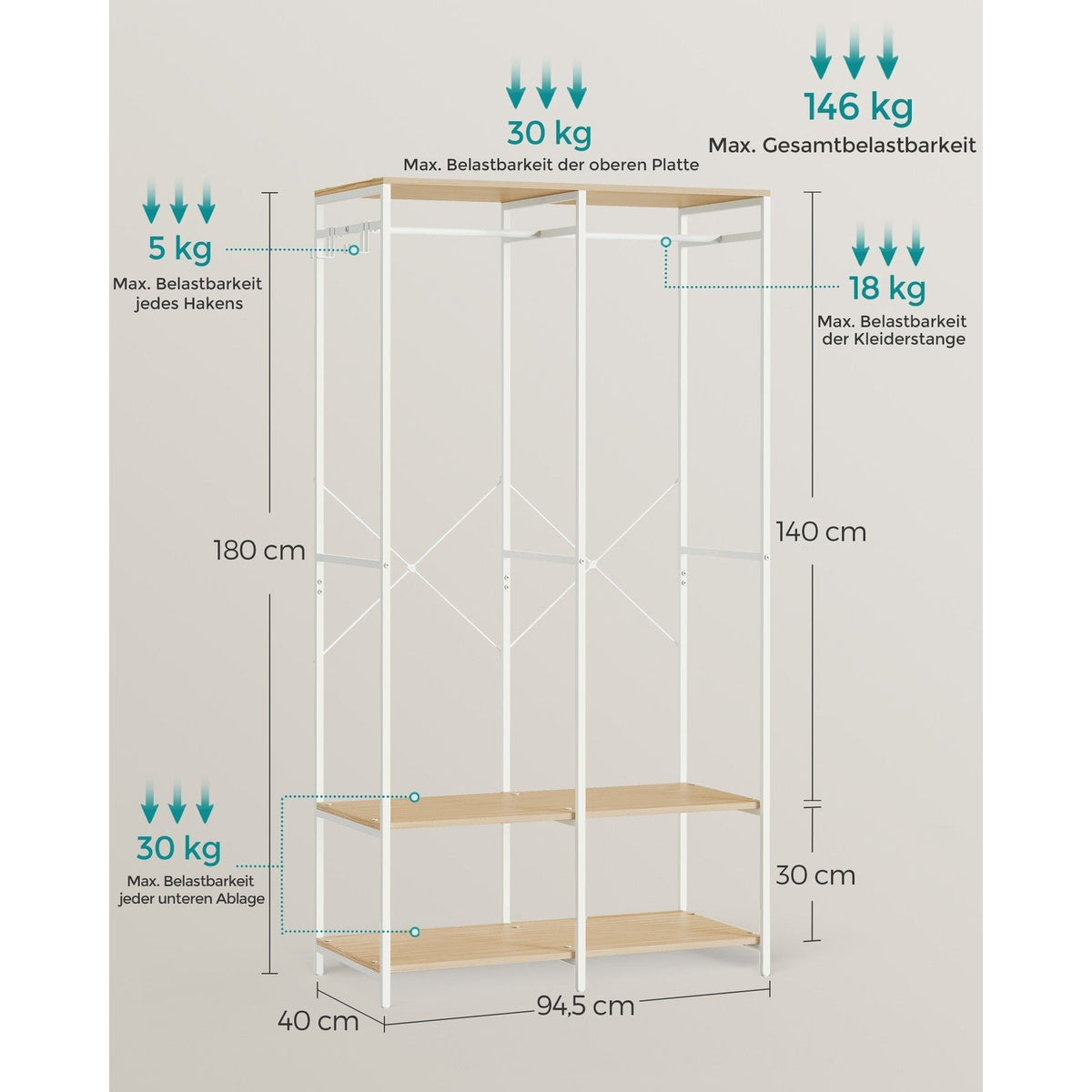 Rasmus – Naturbeige – 94,5 cm – Maße