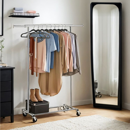 Heavy-duty clothes rack 90kg – extendable with wheels
