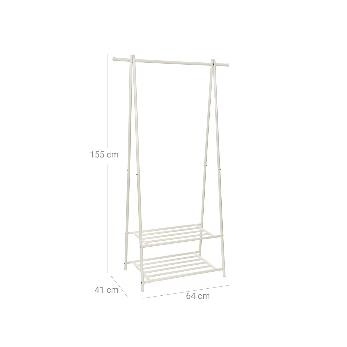 Metal Clothes Rack 20kg – Standing with Double Shelf