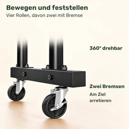 Doppel-Kleiderständer auf Rollen Lotta – 90 kg, mit Ablage - nestful