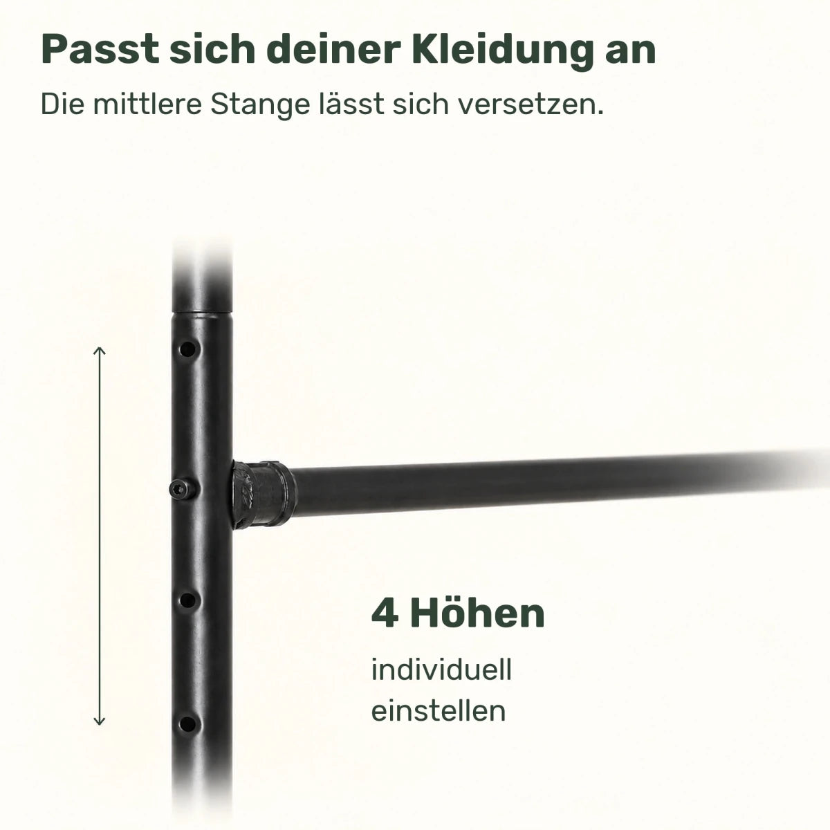 Doppel-Kleiderständer auf Rollen Noah – 110 kg, mit Ablage - nestful
