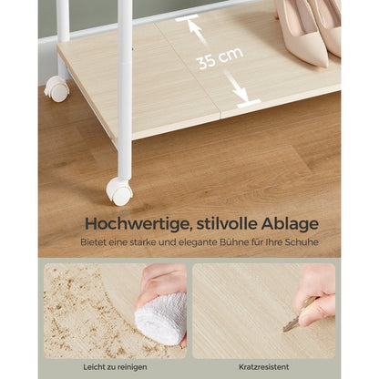 Doppel-Kleiderständer – Elian – mit Rollen und Holzablage - nestful