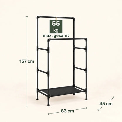 Doppel-Kleiderständer mit Schuhablage Lucas – 55 kg - nestful