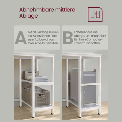 Eckschreibtisch 138 × 138 cm – Arno – mit Ablagen im Industrie - Design - nestful