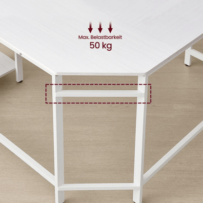 Eckschreibtisch 138 × 138 cm – Arno – mit Ablagen im Industrie - Design - nestful