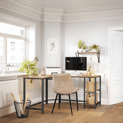 Eckschreibtisch 138 × 138 cm – Arno – mit Ablagen im Industrie - Design - nestful