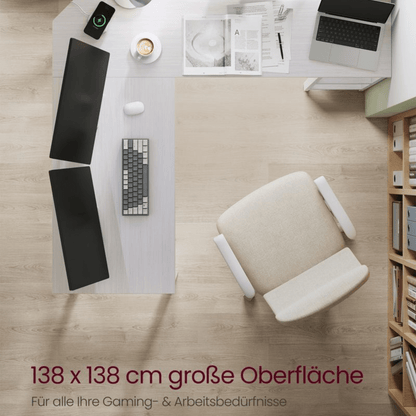 Eckschreibtisch 138 × 138 cm – Arno – mit Ablagen im Industrie - Design - nestful