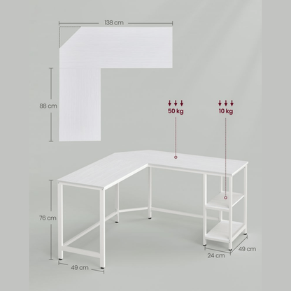 Eckschreibtisch 138 × 138 cm – Arno – mit Ablagen im Industrie - Design - nestful
