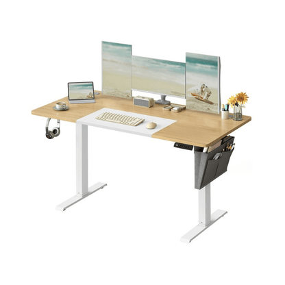 Elektrisch höhenverstellbarer Schreibtisch 120/140 × 60 cm – Kian – mit Memory & Stauraum - nestful