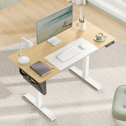 Elektrisch höhenverstellbarer Schreibtisch 120/140 × 60 cm – Kian – mit Memory & Stauraum - nestful