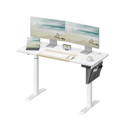 Elektrisch höhenverstellbarer Schreibtisch 120/140 × 60 cm – Kian – mit Memory & Stauraum - nestful