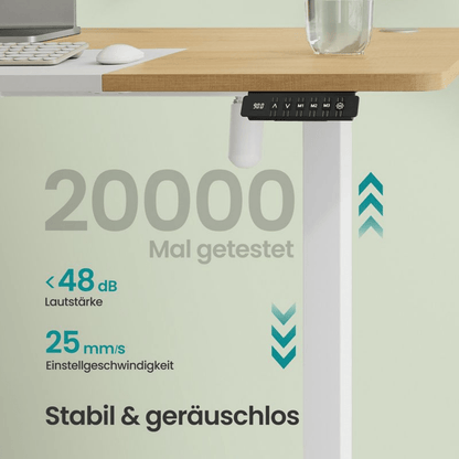 Elektrisch höhenverstellbarer Schreibtisch 120/140 × 60 cm – Kian – mit Memory & Stauraum - nestful