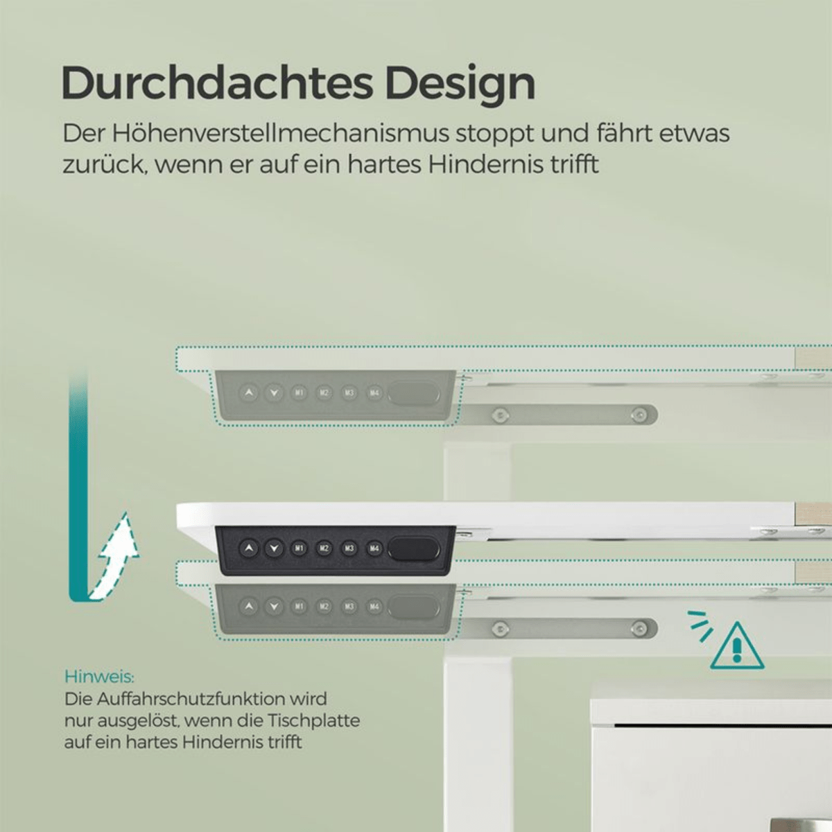 Elektrisch höhenverstellbarer Schreibtisch 120/140 × 60 cm – Kian – mit Memory & Stauraum - nestful