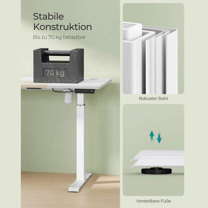 Elektrisch höhenverstellbarer Schreibtisch 120/140 × 60 cm – Kian – mit Memory & Stauraum - nestful