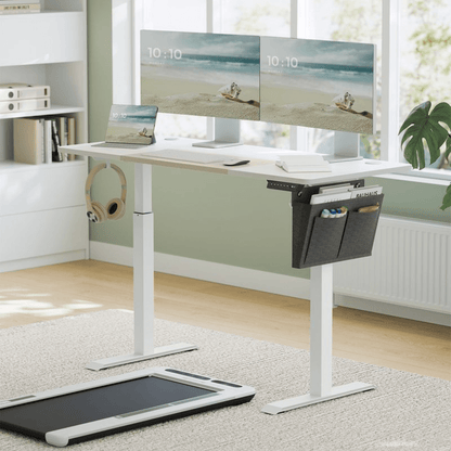 Elektrisch höhenverstellbarer Schreibtisch 120/140 × 60 cm – Kian – mit Memory & Stauraum - nestful