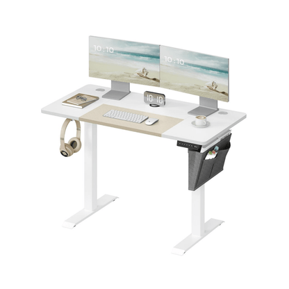 Elektrisch höhenverstellbarer Schreibtisch 120/140 × 60 cm – Kian – mit Memory & Stauraum - nestful