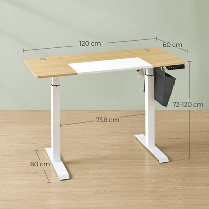 Elektrisch höhenverstellbarer Schreibtisch 120/140 × 60 cm – Kian – mit Memory & Stauraum - nestful