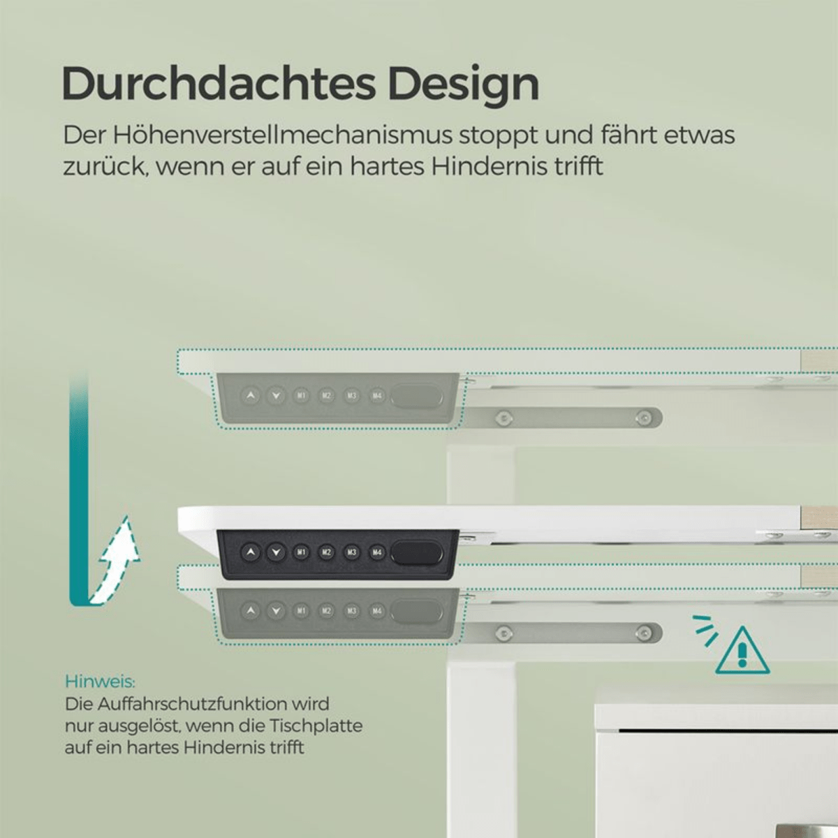 Elektrisch höhenverstellbarer Schreibtisch 120/140 × 60 cm – Kian – mit Memory & Stauraum - nestful