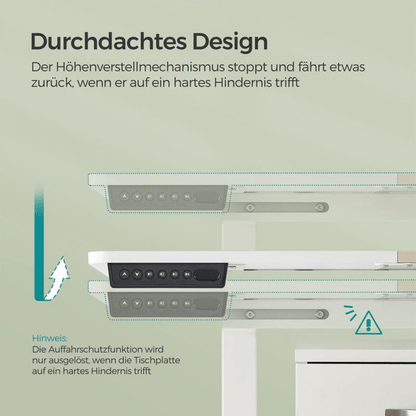 Elektrisch höhenverstellbarer Schreibtisch 120/140 × 60 cm – Kian – mit Memory & Stauraum - nestful