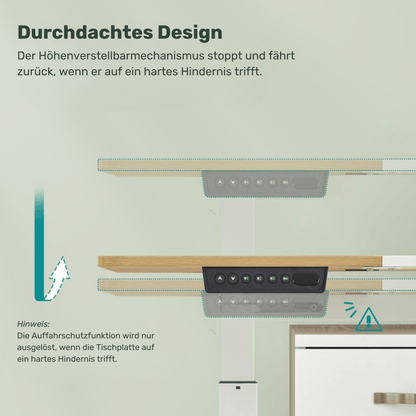 Elektrisch höhenverstellbarer Schreibtisch 120/140 × 60 cm – Kian – mit Memory & Stauraum - nestful