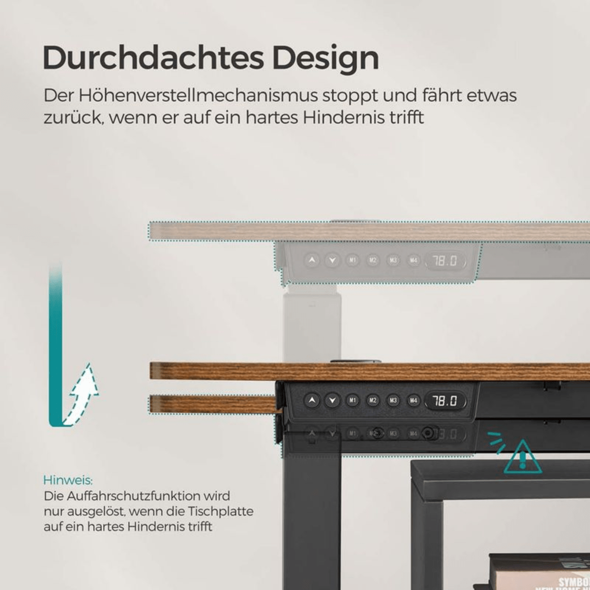 Elektrisch höhenverstellbarer Schreibtisch 120/140 × 60 cm – Kian – mit Memory & Stauraum - nestful