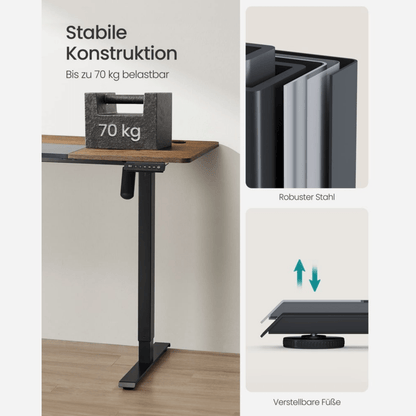 Elektrisch höhenverstellbarer Schreibtisch 120/140 × 60 cm – Kian – mit Memory & Stauraum - nestful