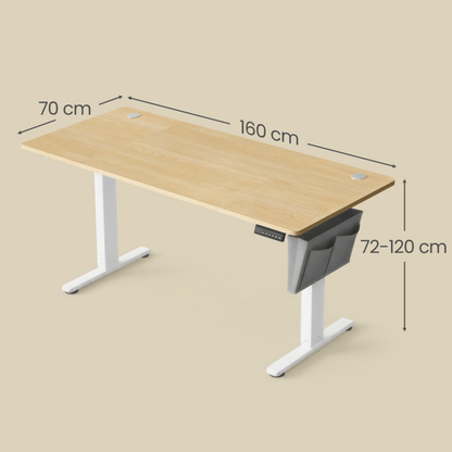 Elektrisch höhenverstellbarer Schreibtisch 160 × 70 cm – Juno – mit Memory & Organizer - nestful