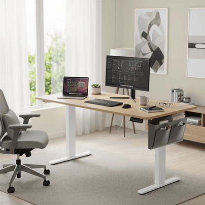 Elektrisch höhenverstellbarer Schreibtisch 160 × 70 cm – Juno – mit Memory & Organizer - nestful