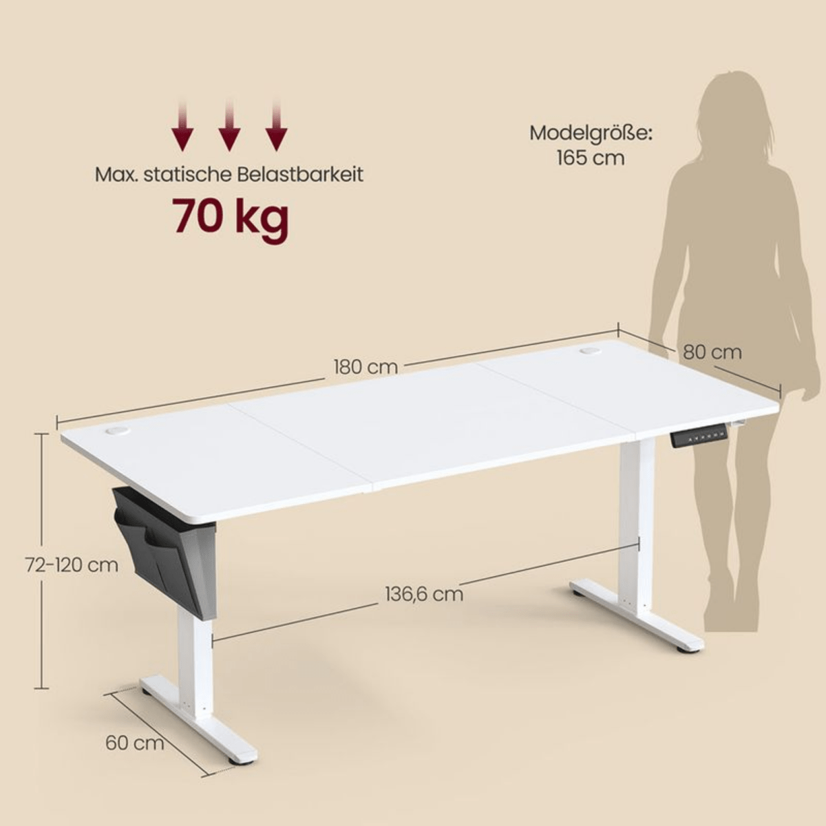 Elektrisch höhenverstellbarer Schreibtisch – Nilo – mit Memory & Kabelmanagement - nestful