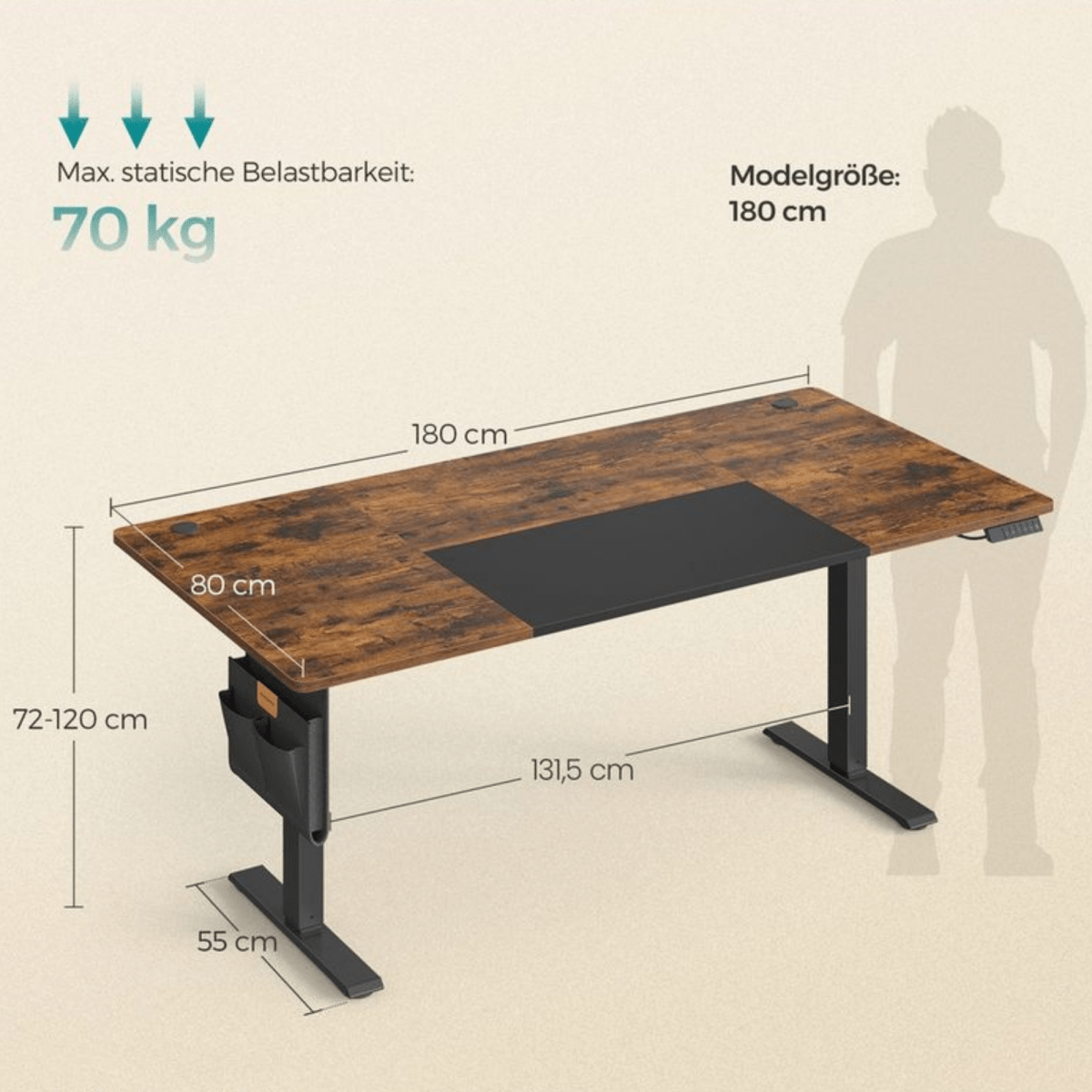 Elektrisch höhenverstellbarer Schreibtisch – Nilo – mit Memory & Kabelmanagement - nestful