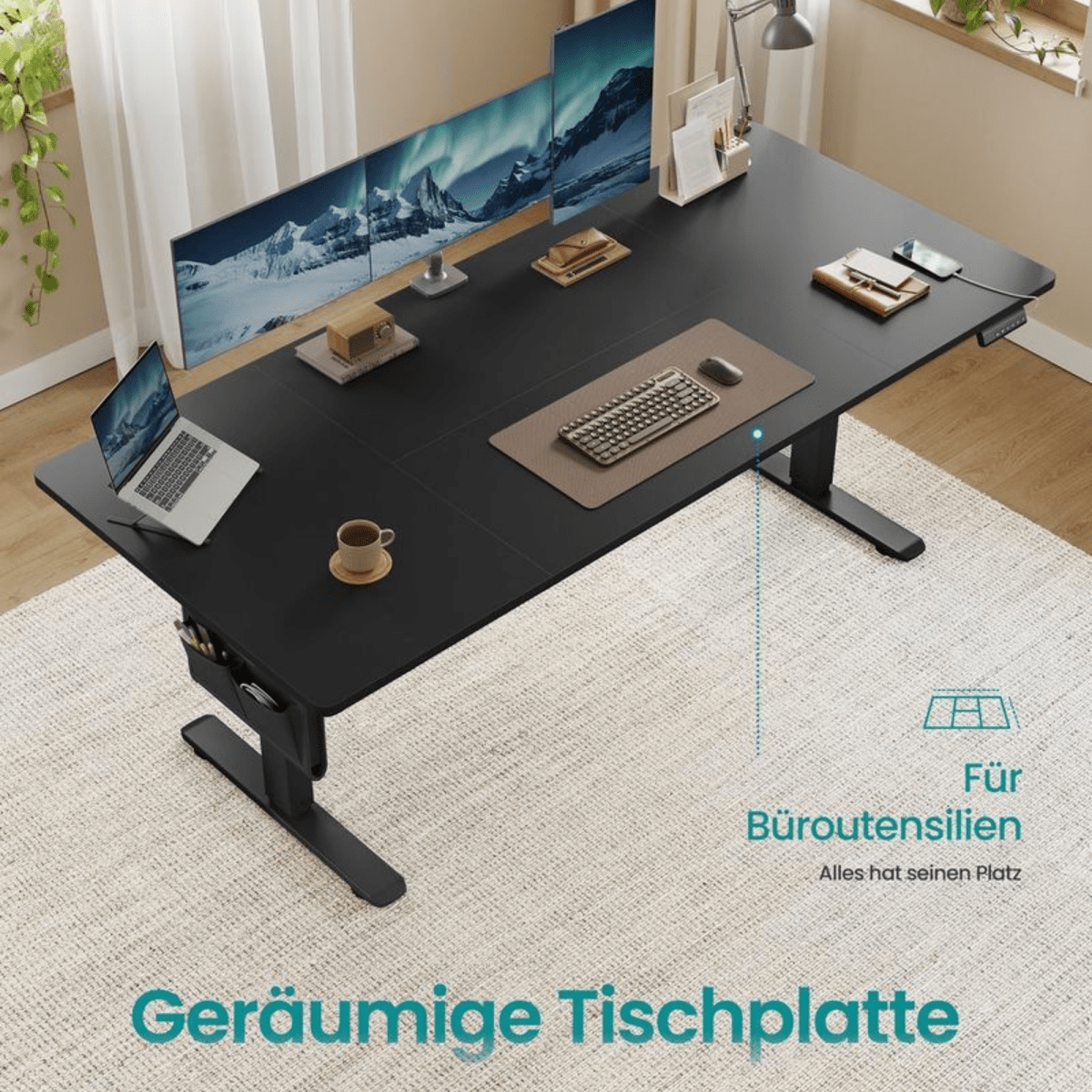 Elektrisch höhenverstellbarer Schreibtisch – Nilo – mit Memory & Kabelmanagement - nestful