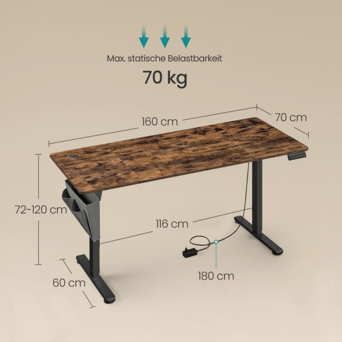 Elektrisch höhenverstellbarer Schreibtisch – Nilo – mit Memory & Kabelmanagement - nestful